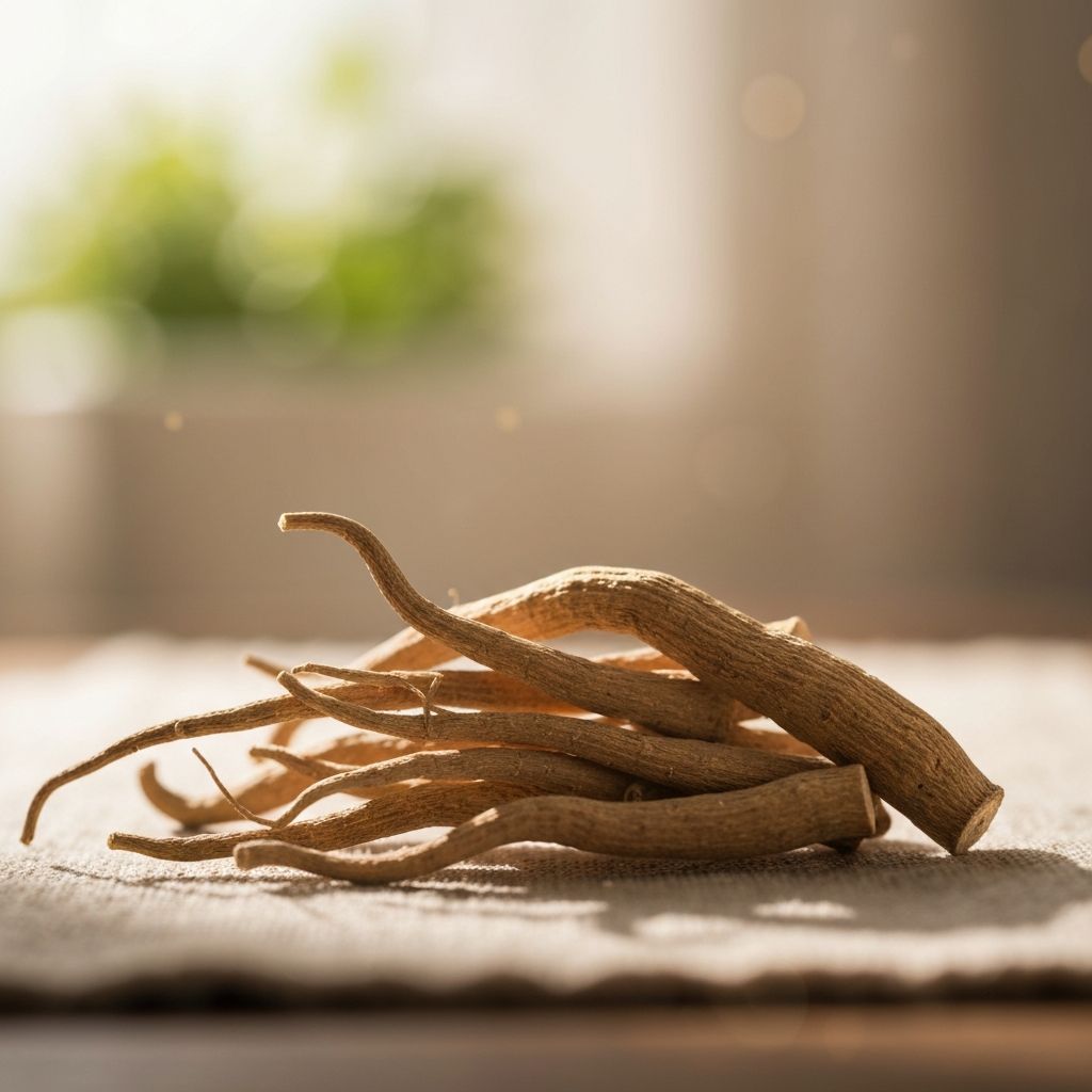Ashwagandha root in serene setting